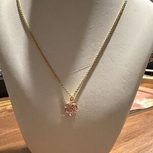 Gold Chain with Pink Heart Pendant Necklace